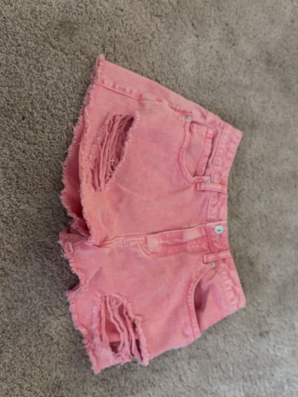 Pink denim shorts